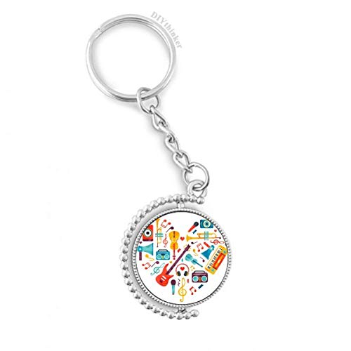 Porte-clés guitare cœur rotatif multicolore pour ne plus perdre ses clés