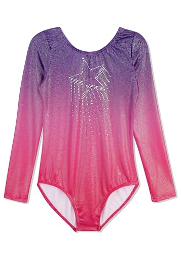 DAXIANG Long Sleeve Gymnastics Leotards for Girls Tumbling Clothes Pink Purple 3-4 Years