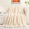 Puncuntex Flanellen fleece beige plaid 127 cm x 60 cm, super zachte