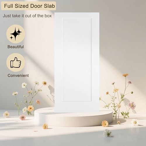 Image of BARNSMITH 36x80 in 1-Panel White Primed Molded Door Slab, Shaker Style Paintable Hollow Core Interior Door Panel, for Pocket, Swing, Sliding Door, Durable and Lightweight, No Assembly Required