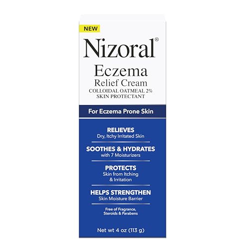 Nizoral Eczema Relief Cream 4 Fl Oz (Pack of 1) Relieves Dry Itchy Irritated Skin Soothes Hydrates with 7 Moisturizers Colloidal Oatmeal 2% Eczema Cream for Adults