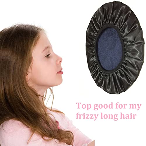 Kids Shower Cap,Betwlker Shower Caps With Terry Cloth Lined Dry Hair Waterproof Shower Cap With Soft Binding Silk Bonnet Shower Hat For Kids Girl Boy Toddler(Black) #TOP2