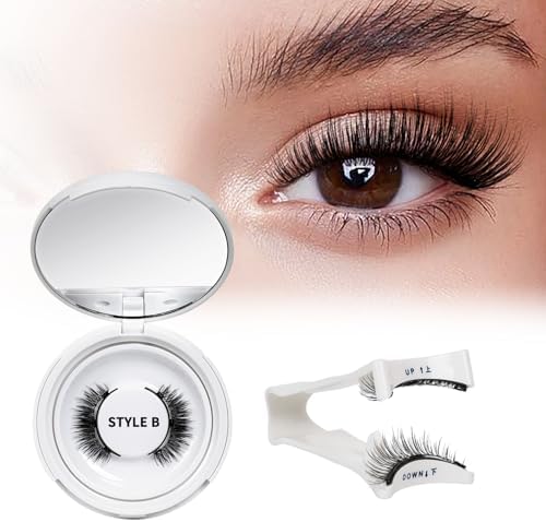 QUEWEL Magnetic Eyelashes 1 Pair Reusable Magnetic Eyelashes with Applicator No Glue Needed Eyelashes Cat Eye Natural Look Lash Clusters Kit Easy to Wear and Remove(B06)
