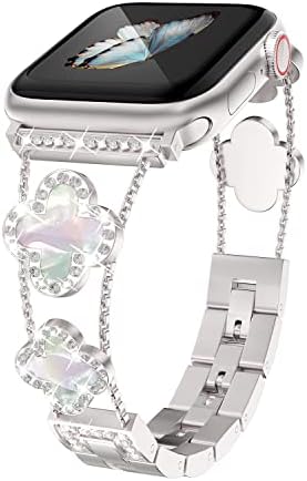 Musk-MSKR 38/40/41mm Starlight Cool Women Ch Metal Smartwatch Bands Compatible for Apple Watch Bands Series 8/7/6/SE/5/4 Adjustment Replacement Bracelet for Iwatch 8