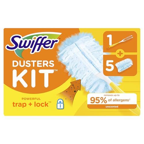 swiffer dusters starter kit kit includes 1 handle and 5 dusters