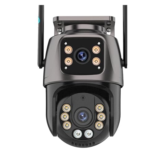 OTENC Telecamere per la Sicurezza Domestica, 4K 8MP HD PTZ Telecamera Esterna 4MP Doppia Lente Doppio Schermo AI Auto Tracking Telecamera IP CCTV Audio Video Sorveglianza P2P(8MP ADD 128G Card)