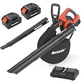 MAXLANDER 3 in 1 Cordless Leaf Blower & Vacuum with Bag, Brushless Battery Powered Leaf Vacuum Mulcher 40V 170MPH 330CFM 5 Speeds Leaf Blowers for Lawn Care 2 Pcs 4.0Ah Battery & Charger Included