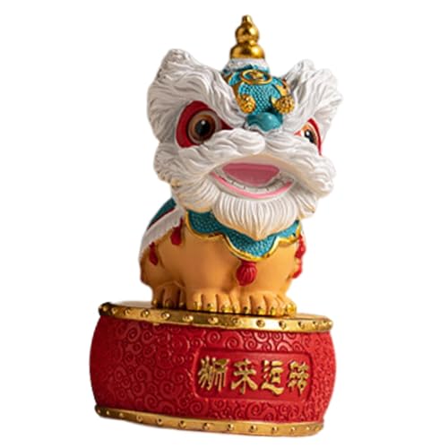 Ornement de Lion en résine rouge Feng Shui pour égayer votre bureau et meuble de salon