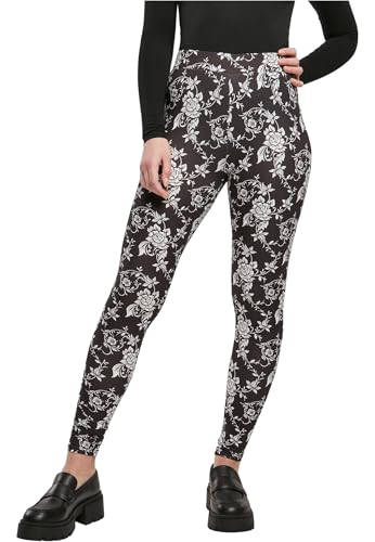 Urban Classics TB4771-Ladies Soft AOP Leggings, Pantaloni Donna, Blackrose, M
