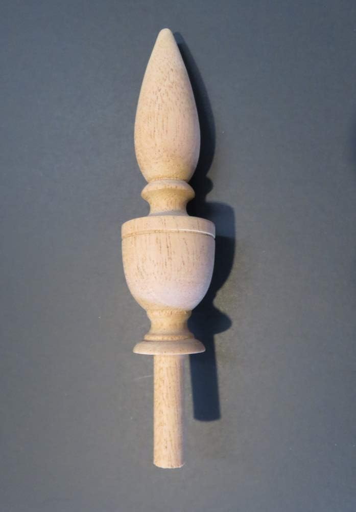 Wood Finial Pencil Post 5 x 1 1/4. Choice: Oak Maple Cherry Walnut Mahogany. #14 (Oak)