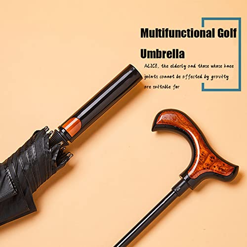 Qingluan Multifunction Walking Sticks Umbrella,Automatic Golf Umbrella,Windproof Non-Slip,Stick Umbrellas With Ergonomic Handle,Separable Walking Cane,Men Women Classic Rain Umbrella,Wine Red #TOP3