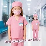 Mineup Kostium lekarza dla dzieci, fartuszek lekarza, akcesoria do gry fabularnej, prezent karnawałowy dla chłopców i dziewczynek w wieku 4, 5, 6, 7, 8, 9, 10 lat, 120 cm