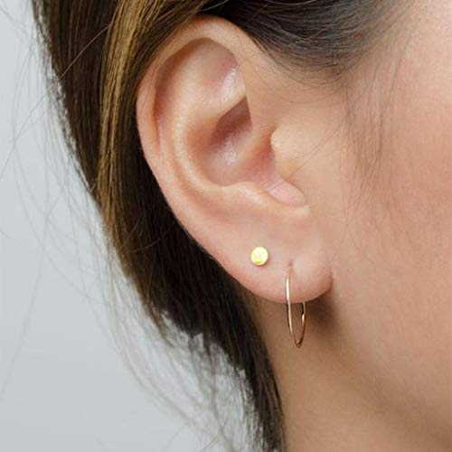 Sterling Silver Stud Earrings for Women Men, 3 Pairs Tiny Flat Dot Earrings Set | Small Round Disc Stud Earrings Dainty Cartilage Tragus Circle Triangle Earrings(Silver/Gold/Rose Gold)4