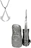 ZOUTYI® Silver Hidden Blade Gauntlet Replica Assassin's Gloves Brotherhood Ezio Cosplay Weapons Props 1:1 Sleeves Sword Two Assassin Necklace