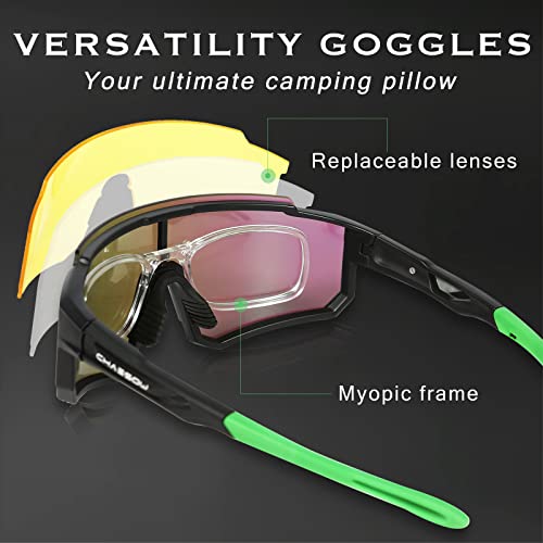 Chaesow Cycling Glasses Polarized, Uv400 Cycling Sunglasses Mens Womens With 3 Interchangeable Lenses And Tr90 Frame, Baseball Sunglasses, Driving Fishing Golf Sport Running Sunglasses #TOP4