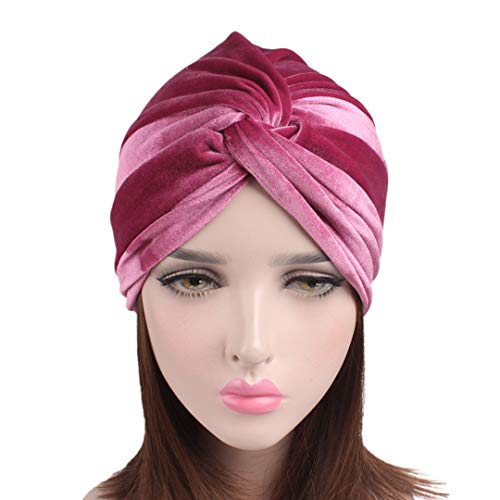 Surkat Velvet Pleated Twist Turban Headwrap Stretch Indian Hair Loss Hat Beanie For Women #TOP1