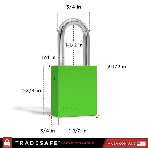 Image of TRADESAFE Lockout Tagout Locks Set - 10 Green Aluminum Loto Locks, Lock Out Tag Out Padlocks Keyed Alike, 2 Keys Per Lockout Padlock, OSHA Compliant