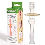 haakaa 360° Baby Toothbrush with Suction Base Infant Silicone Toothbrush Teethers for Babies...