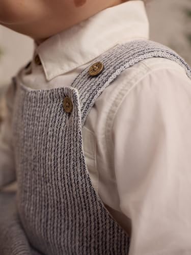 NEXT Baby Jungen Standard Latzhose und Bodysuit aus Baumwollgewebe Grey/White 74-80