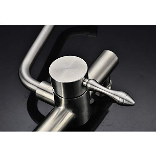 Robinet de cuisine rotatif double trous mitigeur évier inox - 4