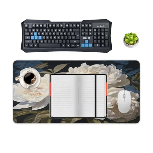 White Peony Desk Pad con base de goma 30x60cm miniatura 4