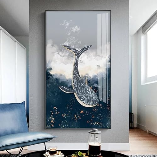 Peinture sur toile abstraite de baleine KEBIA pour une ambiance zen et apaisante