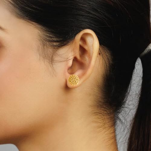 Image of P.C. Chandra Jewellers 22KT (916) Yellow Gold Thushi Stud Earrings for Women | Classic Plain Gold Design | Gift For Women & Girls, Birthday, Anniversary, Diwali, Dhanteras (1.03 Gram)