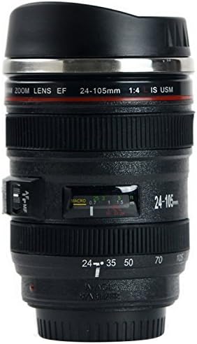 SEGURO Camera Thermo Lens Travel Mug - Stainless Steel Insulated for Coffee and Refreshments (Black)