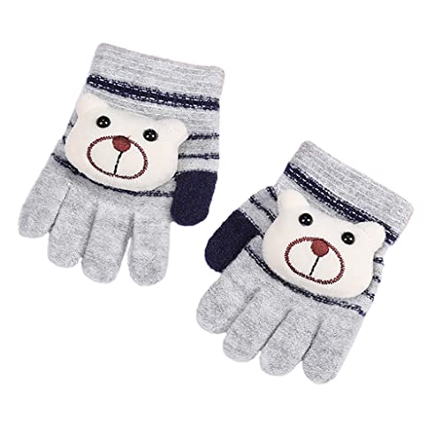 LYWYOUDDKH Mitones Guantes de Punto mullidos Lindos Guantes cálidos de Invierno para Deportes al Aire Libre Manoplas de Dedo Completo Antideslizantes - Gris Claro