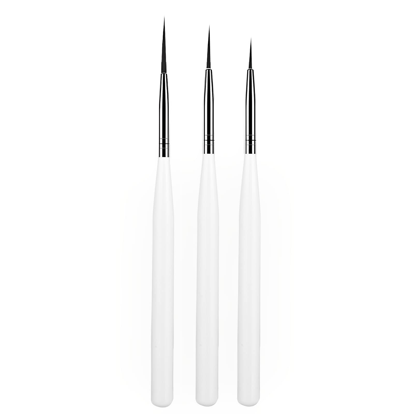 3 Piezas Pinceles para Uñas, Pinceles Uñas Gel Profesionales, Nail Art Pintura Dibujo Línea Herramienta, DIY Nail Art Design