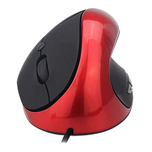 【国内発送】エルゴノミクスマウス 有線 縦型マウス 5ボタン 800/1200/1600 DPI 切替 右利き用 カラフルで可愛い (赤)