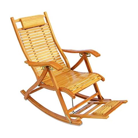 Sunloungers Bamboo rocking chair adult siesta chair recliner folding lunch break balcony chair sofa leisure chair leisure chair beach chair elderly chair garden wooden swing chair () Cover