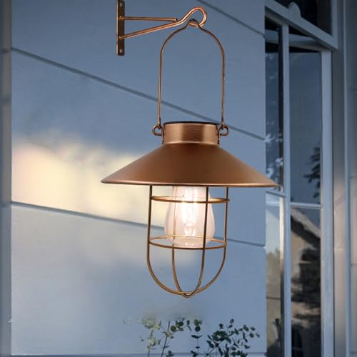Lanterne solaire à suspendre vintage en cuivre blanc chaud IP65