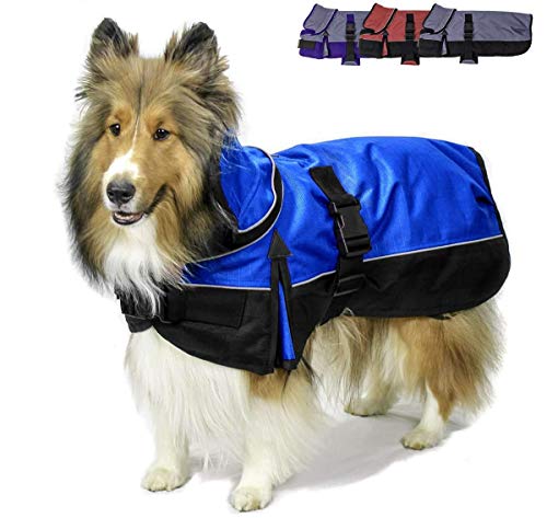 Derby Originals Ruff Pup 1200D Ripstop Waterproof Reflective Winter Dog Coat with Neck Cover and Harness Compatible Opening 220G