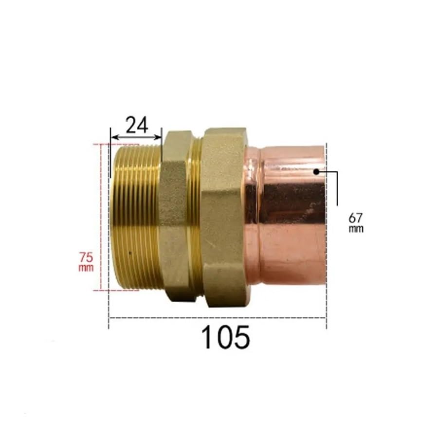 DN65 G 2-1/2 "BSPPD Männlich x Kupfer Innen-Ø 67mm Messing Kupfer Ende Feed Fitting Union Stecker Kupplung Wasser Gas Öl