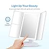 GRIFEMA Specchio per Trucco Trifold con Luce a 32 LED, con Illuminazione, Ingrandimento 3/2/1, Specchio da Tavolo Touch, Regolabile a 180°, USB e Batteria, Bianco #2