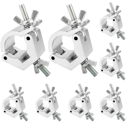 QWORK® Lot de 8 pinces de traverse - 30-36 mm - Capacité de 100 kg - Pinces en alliage d'aluminium pour éclairage de scène, projecteurs, éclairage à tête mobile