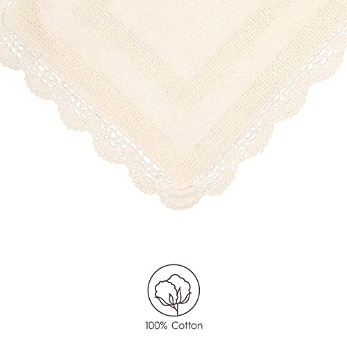 Laura Ashley Crochet Cotton 17X24/21X34 In. 2-Piece Bath Rug Set, Ivory #TOP2