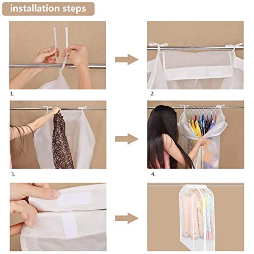 Garment Bag Organizer Storage With Translucent Fabric, Large Peva Translucent Clothing Dustproof Cover, Wardrobe Hanging Storage Bag, Garment Bags For Closet Storage, Magic Tape And Zipper Design #TOP4