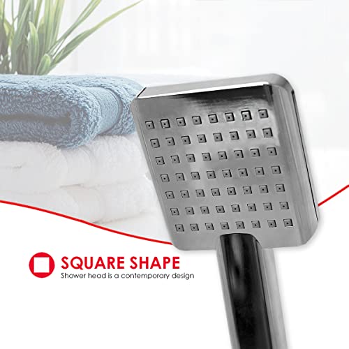 Home Basics Ultimate Single Function Shower Massager High Performance Shower Bliss Square Handheld Powerful Anti-Clog Shower Spray 5Ft Long Hose, Easy Installation, Chrome (1) #TOP1