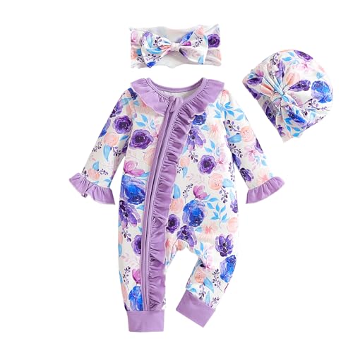 Image of Abbence Preemie Newborn Baby Girl Romper 3-Piece Set