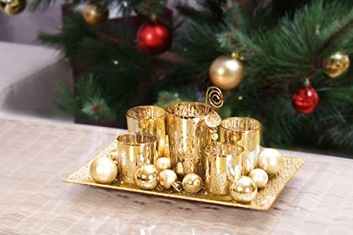 18-TLG. Glas-Kerzenhalter-Set, Gold