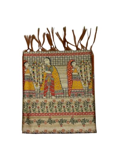 Image of Sanavi's Saree Kuthir Pure Handloom Tussar Ghicha Madhubani Printed Silk Saree with Blouse Piece inside