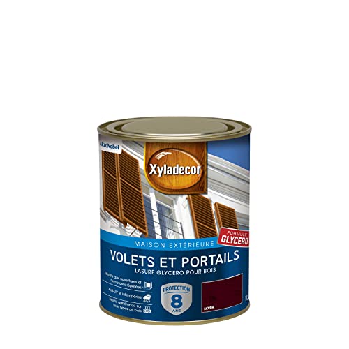 Xyladecor - Lasure Protectrice pour Bois Extérieur - Volets, Portails, Portes, Fenêtres - Couleur : Satin Noyer - Quantité : 1 L