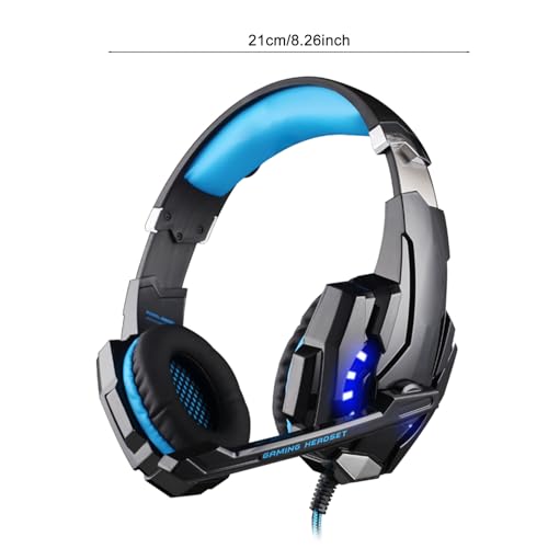 جيكتس سماعات راس للالعاب G9000 من كوشن ايتش لاتصال واضح للالعاب القائمة على الفريق، تصميم مريح ومتين لاشكال الراس المختلفة (اسود وازرق)