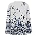 Womens Tops Dressy Casual Long Sleeve Shirts for Women Cotton Spring Fashion 2025 Crew Neck T Shirts Loose Fit Floral Print Plus Size Lightweight Daily Outfits for Women Blue S