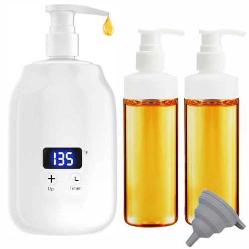 Massage Oil Warmer with 2 Oil Bottle Dispenser Digital Automatic Electric Lotion Warmer Heated Oil Lotion Cream Adjustable Heating Temperature and Timer