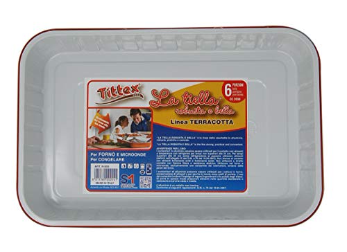 TITTEX Vaschetta in Alluminio, per Cucinare e Riscaldare in Forno, Super Rigida, Linea Terracotta, 6 porzioni 5 Confezioni da 2 pz