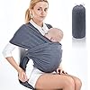 SaponinTree Tragetuch Baby, Hochwertiges Babybauchtrage Elastisches Tragetuch für Neugeborene und Kleinkinder bis 15Kg, 100% Weiche Bio-Baumwolle für Männer und Frauen (Dunkelgrau)