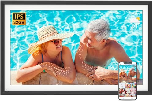 Large Digital Picture Frame 15.6” Digital Photo Frame - 32GB Dual-WiFi 1920 * 1080 IPS Display, Remote Control, Auto-Rotate, Motion Sensor, Easily Share Photos & Videos, Gifts for Grandma and Grandpa